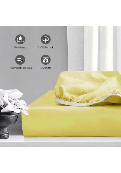 Soley Jersey %100 Pamuk Çift Kişilik 140 X 200 Lastikli Çarşaf Hardal Sarısı