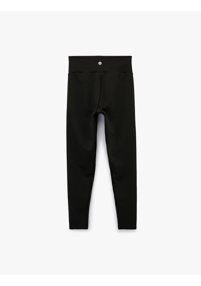 Koton Yüksek Bel Slim Fit Kemer Detaylı Spor Tayt Siyah 6sak40462nk