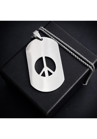 Künye Tasarım Paslanmaz Çelik Peace Sembol Kolye /barış Kolye Gümüş