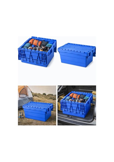 2li 40 60 36 Cm Mavi Menteşe Kapaklı Plastik Kasa