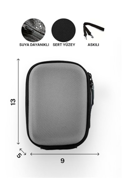 Betıc Hard Disk Taşıma Çantası, 2,5", Sert Yüzey, Gri