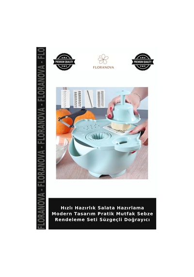 Hızlı Hazırlık Salata Hazırlama Modern Tasarım Pratik Mutfak Sebze Rendeleme Seti Süzgeçli Doğrayıcı Çok Renkli