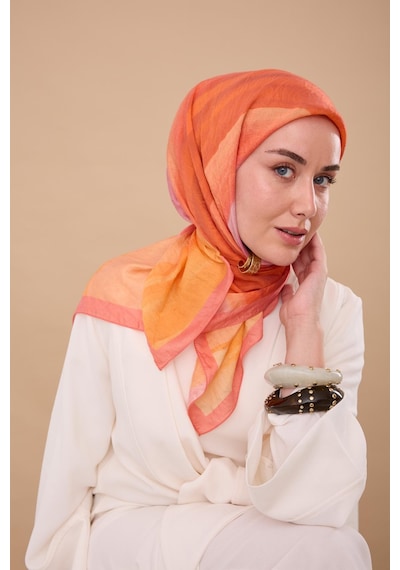 Silk Home Olinda İpek Eşarp 47005-10 Somon, Şeftali, Turuncu, Kırmızı, Bordo