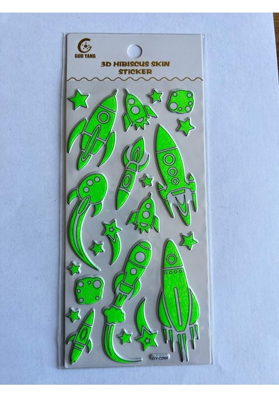 Uzay Aracı Karanlıkta Parlayan Yapışkanlı Fosforlu Sticker Oda Süsü