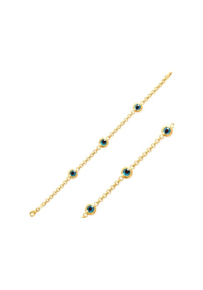 Aya Diamond Gümüş Gold Nazar Boncuklu Bayan Bileklik