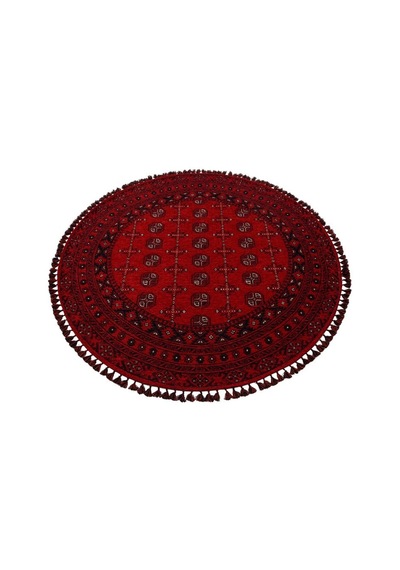Eko Halı Buhari Bhr 04 Red Daire Afgan / Yağcıbedir Desenli Hav Toz Vermez Yıkanabilir Kaymaz İnce Dokuma Halı Kırmızı