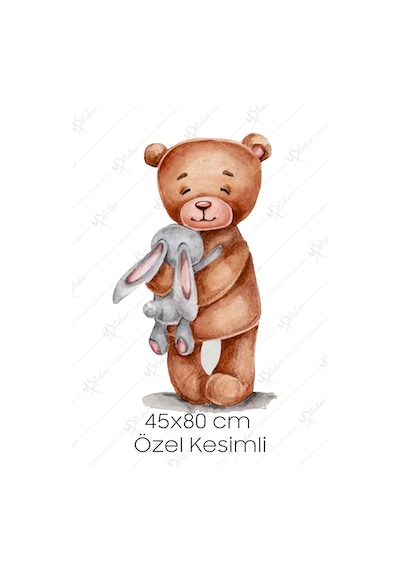 MSticker Sevimli Ayıcık Ve Tavşan Çocuk Bebek Odası Duvar Sticker