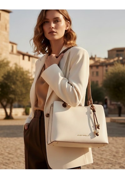 Just Polo Özel Tasarım Premium Kadın El Çantası - Elit Zarif Ve Şehirli Stil Shopper Beyaz