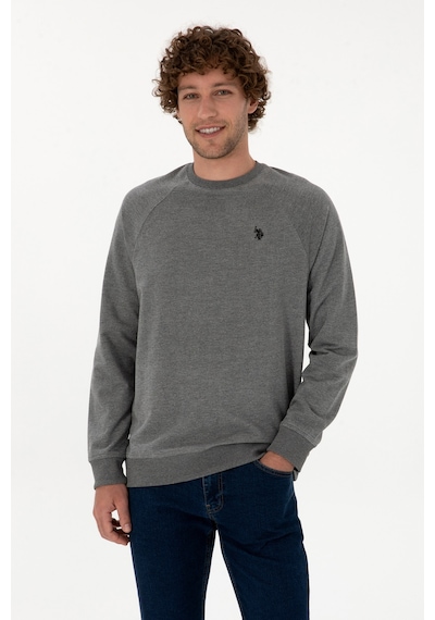 U.S. Polo Assn. Erkek Regular Fit Bisiklet Yaka Antrasit Melanj İnce Basic Sweatshirt 50313752-VR081