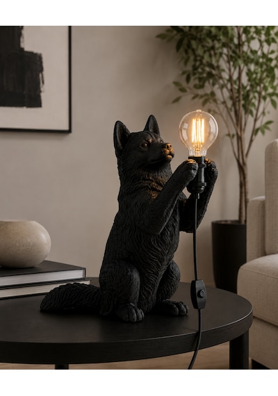 3d Baskı Siyah Köpek Masa Lambası Dekoratif Hayvan Figürlü Gece Lambası, Modern Ev Ve Ofis Dekoru