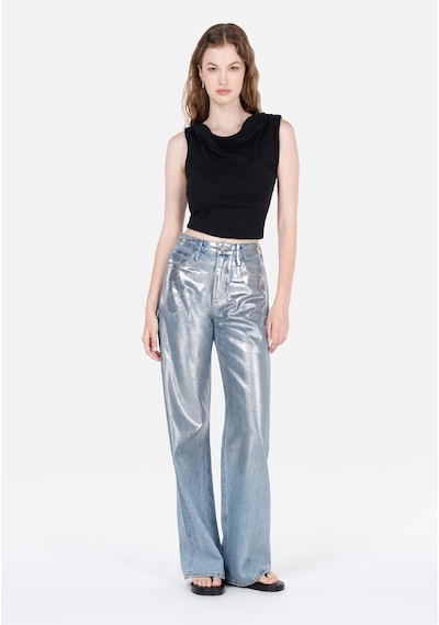 Colin's Colins 970 Berry Regular Fit Yüksel Bel Geniş Paça Kadın Denim Jean Pantolon Cl1070709 Q1.v1 Dn40279 Denim