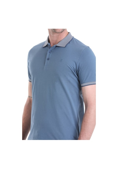 Hatemoğlu İndigo Regular Fit Düz 100% Pamuklu Polo Yaka Tişört 3536etc22c03 85 İndigo