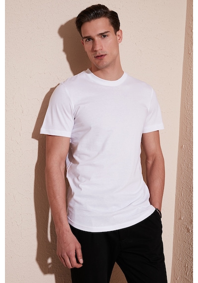Buratti % 100 Pamuk Regular Fit Bisiklet Yaka T Shirt Erkek T Shirt 5902511 Beyaz