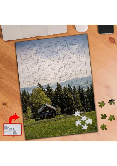 Doğanın Kalbindeki Tahta Ev 240 Parça Puzzle Yapboz Tablo-432576