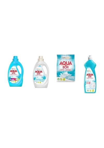 Aquabor Doğal Mineralli Sıvı Renkliler + Sıvı Beyaz + 4 Kg Beyaz + Elde Bulaşık 4 Lü Set 70151133