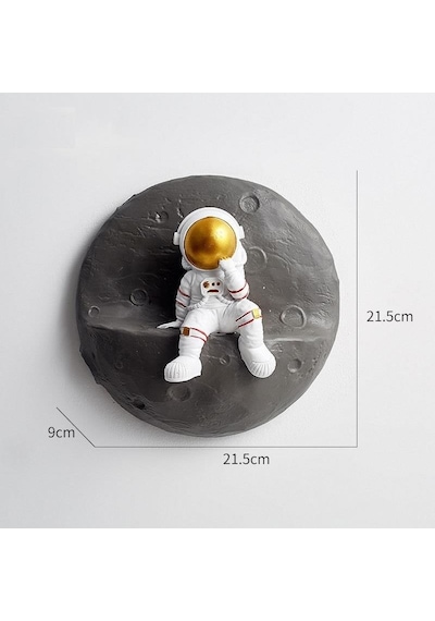 Dekoratif Modern Büyük Boy 1 Adet Astronot Ve Ay Figürlü Ev Dekoru Çocuk Odası Duvar Dekoru