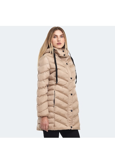 Slazenger GWEN Kadın Kapüşonlu Şişme Vizon Mont & Kaban
