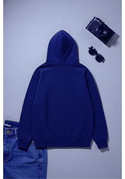 Uyguntarz Boğa Tasarım Baskılı Unisex Oversize Sweatshirt Mavi
