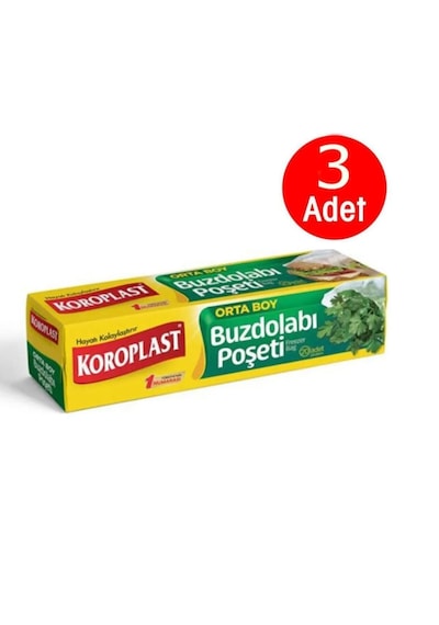 Koroplast Orta Boy Buzdolabı Poşeti 3 x 20'li 24 x 38 CM