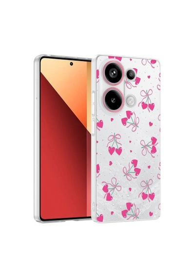 Xiaomi Redmi Note 13 Pro 4g Kılıf Kamera Korumalı Desenli Zore Klip Kapak Xiaomi Redmi Note 13 Pro 4g Zore - Kalpli Kiraz