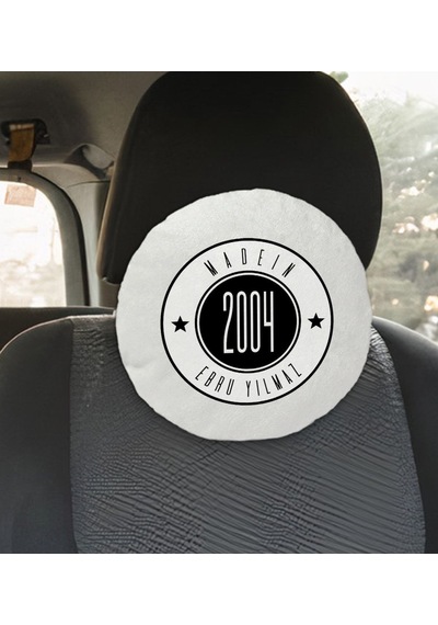 Bk Gift Kişiye Özel İsimli Made In Tasarımlı Yuvarlak Araç Koltuk Yastığı-1