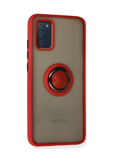 Samsung Uyumlu Galaxy A02s Uyumlu Kılıf Montreal Yüzüklü Silikon Kapak - Kırmızı