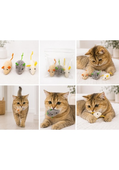 Lexroo 3 Lü Catnipli Bez Fare Kedi Oyuncağı