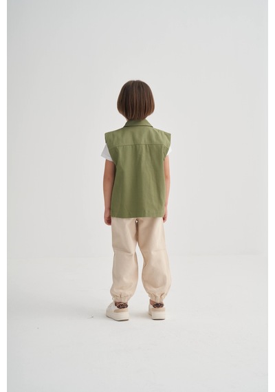 Cigit Gabardin Yelek 2-7 Yaş Olive Olive