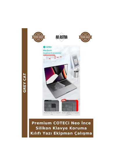 Premium Coteci Neo İnce Silikon Klavye Koruma Kılıfı Yazı Ekipman Çalışma