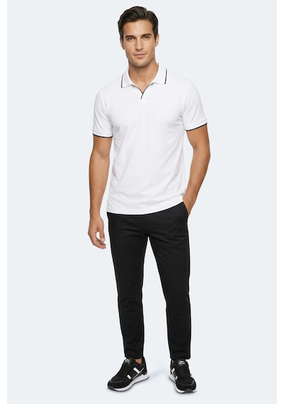 Slazenger Zıther Erkek Polo Yaka Beyaz Tişört