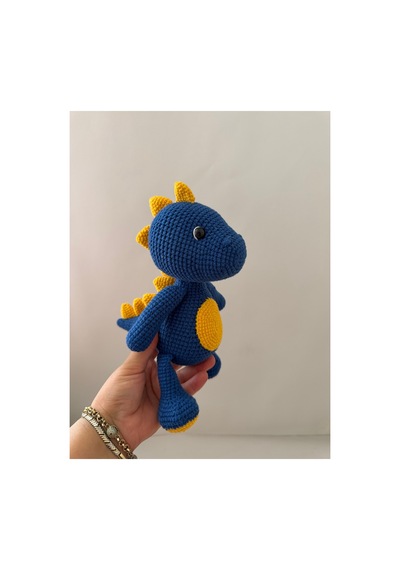 Adenya Sepeti Amigurumi Örgü Dinazor Oyun Ve Uyku Arkadaşı-sarı Lacivert Sarı - Lacivert