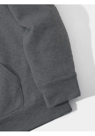 Efnaz Style Erkek Düz Kapüşonlu Sweat - Füme Fume