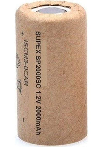 Supex SP2000SC 2000 mAh 1.2 V SC Ni-CD Kağıt Şarj Edilebilir Pil 2'li