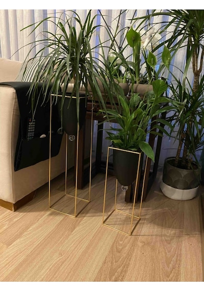 2'li Metal Ayaklı Saksı Çiçeklik -s100