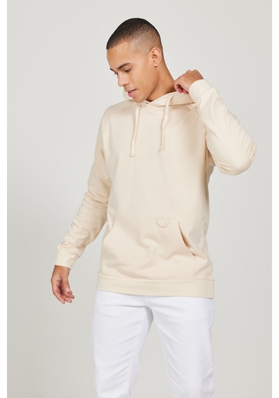 AC&Co / Altınyıldız Classics Erkek Bej %100 Pamuk Standart Fit Normal Kesim Kapüşonlu Uzun Kollu Sweatshirt Bej