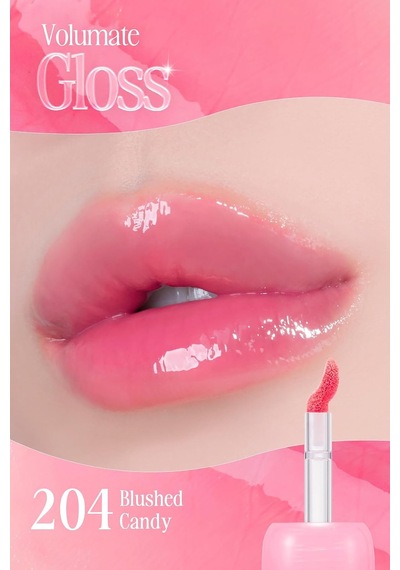 Pigmentli, Parlak Bitişli Dolgunlaştırıcı Lip Gloss Volumate Gloss 204 Blushed Candy Çok Renkli