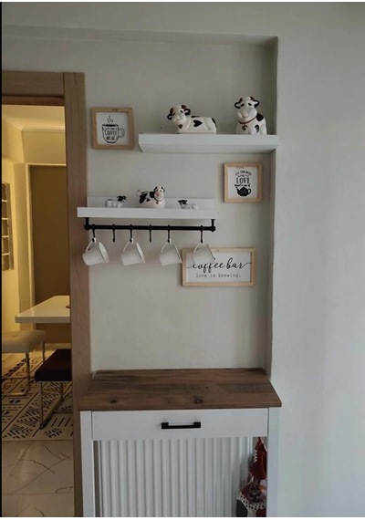 Kahve Köşesi Ünitesi Ceviz 70 X 30 X 92 Atlantik Çam - Beyaz