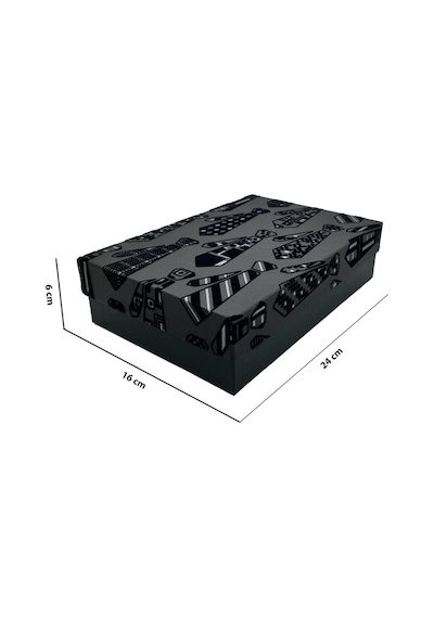 Teyreki Gıpta Montana Floklu Kravat Desenli Dikdörtgen Hediyelik Boş Kutu No:1 24x16x6cm