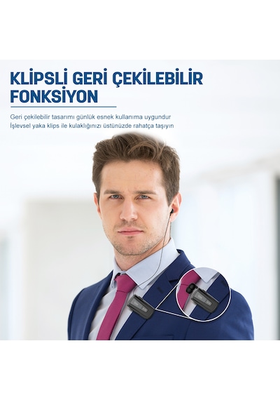 Bix Soundcraft TW7 Makaralı Çekilebilir Klipsli Bt 5.3 Kulaklık
