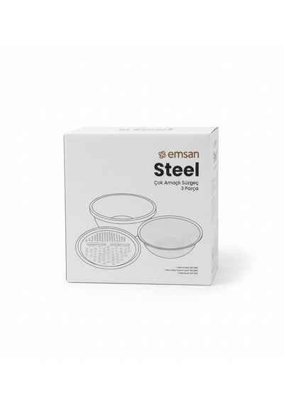 Emsan Steel Çok Amaçlı Süzgeç 3 Parça Çelik