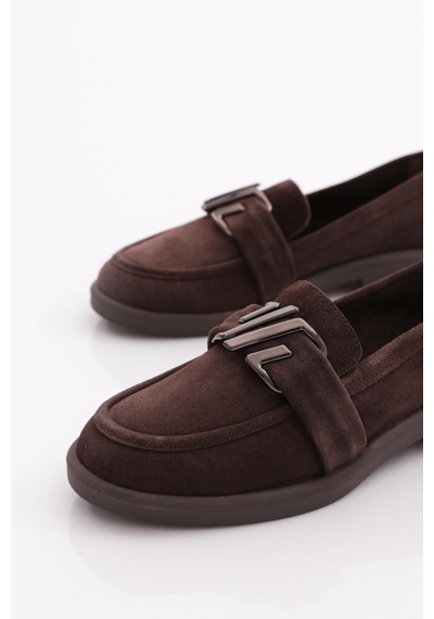 Dgn 527 Kadın Loafer Ayakkabı Kahve Süet