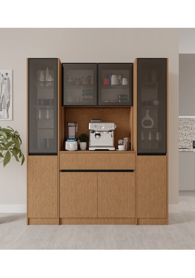 Bambu Maxi Komple Mdf Led Aydınlatmalı Kahve Köşesi Bambu Maxi Komple Mdf Led Aydınlatmalı Kahve Köşesi