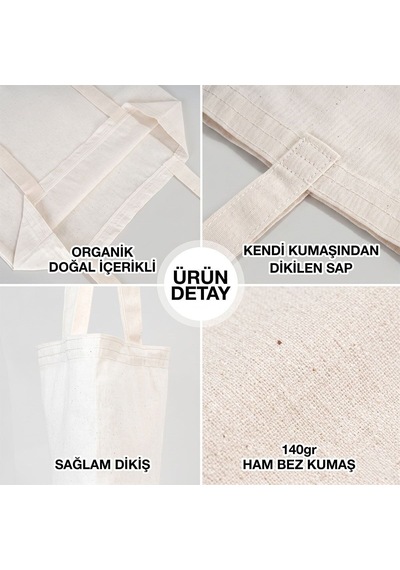 Logonuza Özel 20 Adet Kitap Çantası - Ham Bez Çanta 20x25 Cm Küçük Boy Pamuk Promosyon Çanta Ham Renk