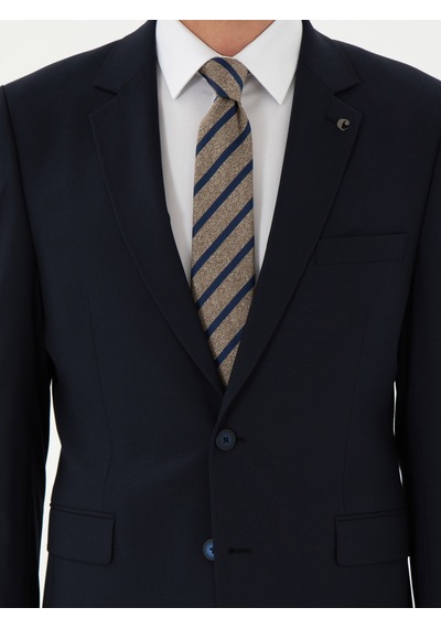 Cacharel Koyu Lacivert Slim Fit Klasik Takım Elbise
