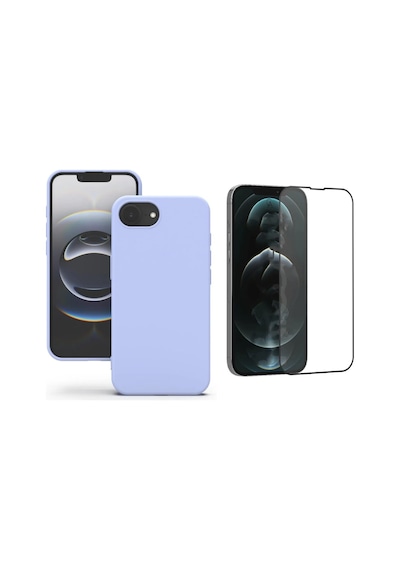 Apple iPhone 17e Uyumlu Içi Kadife Lansman Kılıf Ve Seramik Tam Kaplayan Cam Ekran Koruyucu Lila