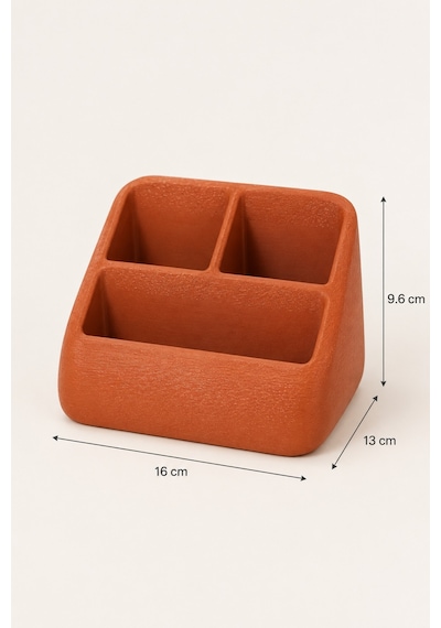 Masa Üstü Kumandalık Organizer Çok Bölmeli Tv Klima Kumanda Standı Düzenleyici 16x13x9.6 Cm Kahverengi
