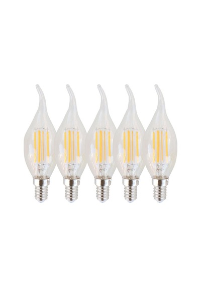 Rustik Kıvrık Mum Dekoratif Led Ampul 4w E14 5 Adet Beyaz Işık