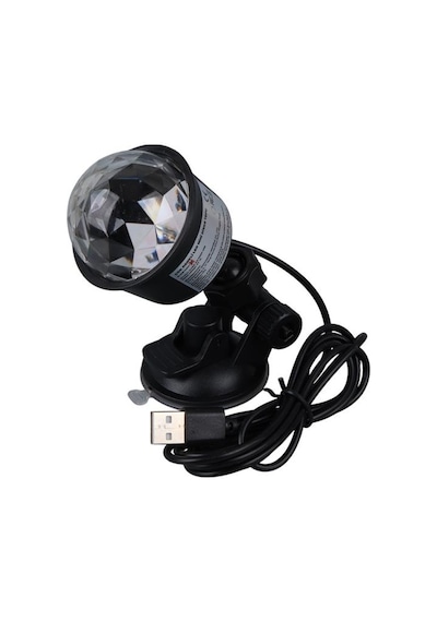 Ledx Al-kx-6889 Projeksiyon Atmosferli Usbli 4 Watt Şarjlı Sihirli Rgb Led Disko Topu Siyah