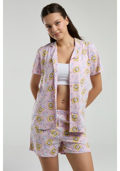 Rolypoly Kadın Pembe Gömlek Pijama Pembe