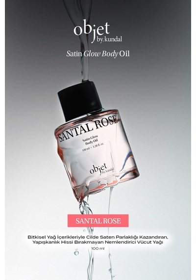 Yapışkanlık Hissi Bırakmayan Saten Bitişli Vücut Yağı Kundal Satın Glow Body Oil Santal Rose